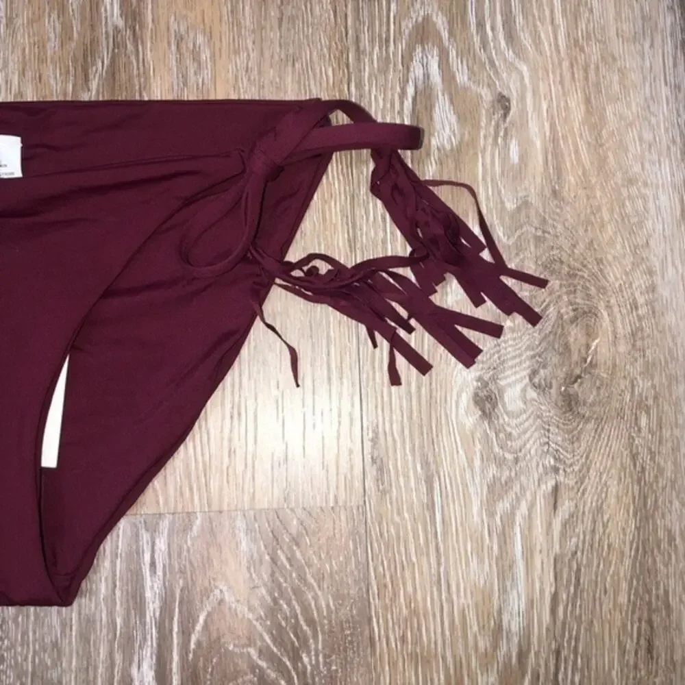 BECCA Dakota Side Tie Bikini Bottom in Cabernet Small NWT